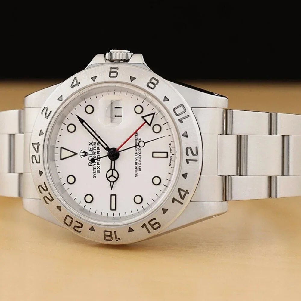 ROLEX EXPLORER GMT WHITE DIAL STAINLESS STEEL OYSTER WATCH